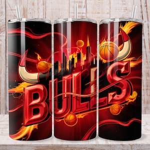 Chicago Tumbler Wrap, 20oz Tumbler Design, Digital Download Only, Sublimation WRAPS, Basketball PNG, Basketball Tumbler Wrap.