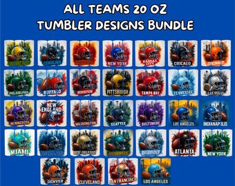 32 Bundle 20oz Football Tumbler Wrap, All Teams 20oz Tumbler Designs Bundle, 20oz Skinny Tumbler Wrap PNG, Mascot Sublimation Tumbler PNG