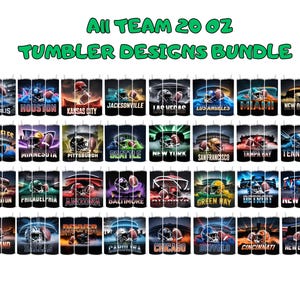 32 Bundle 20oz Football Tumbler Wrap, All Teams 20oz Tumbler Designs Bundle, 20oz Skinny Tumbler Wrap PNG, Mascot Sublimation Tumbler PNG