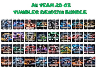 32 Bundle 20oz Football Tumbler Wrap, All Teams 20oz Tumbler Designs Bundle, 20oz Skinny Tumbler Wrap PNG, Mascot Sublimation Tumbler PNG