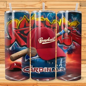 Baseball 20oz Skinny Tumbler Wrap PNG, Sport Mascot Tumbler Seamless Design, 20oz Sublimation Tumbler Digital Download Template