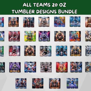 32 Bundle 20oz Football Tumbler Wrap, All Teams 20oz Tumbler Designs Bundle, 20oz Skinny Tumbler Wrap PNG, Mascot Sublimation Tumbler PNG