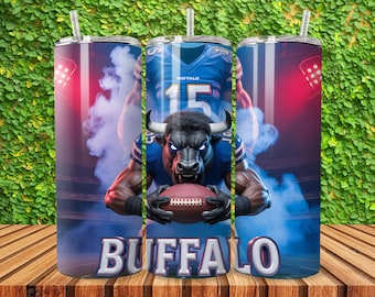 Buffalo Tumbler Wrap PNG, Sport 20oz Tumbler PNG, Maskot Sublimeringstumbler PNG Digital
