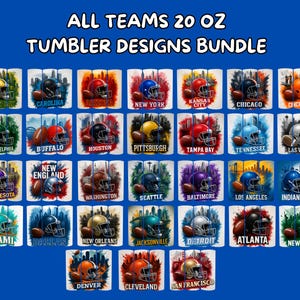 32 Bundle 20oz Football Tumbler Wrap, All Teams 20oz Tumbler Designs Bundle, 20oz Skinny Tumbler Wrap PNG, Mascot Sublimation Tumbler PNG