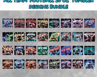 32 Bundle 20oz Football Tumbler Wrap, All Teams 20oz Tumbler Designs Bundle, 20oz Skinny Tumbler Wrap PNG, Mascot Sublimation Tumbler PNG