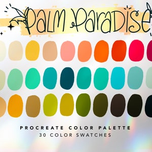 Palm Paradise Procreate Color Palette | Procreate | Summer Beach Color Palette | iPad Art Illustration | Color Swatches | Digital Download