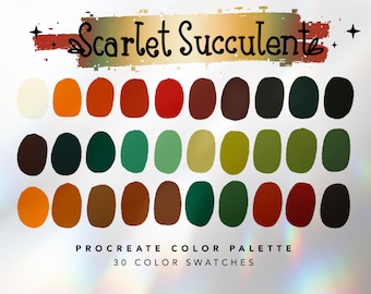 Scarlet Succulent Procreate Color Palette | Procreate | Plant Leaf Color Palette | iPad Art Illustration | Color Swatches | Digital Download