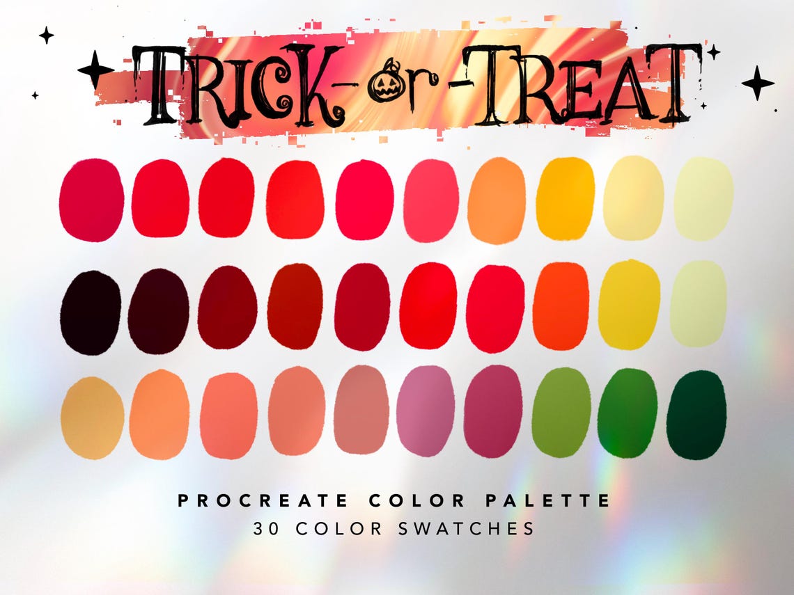 Trick-or-treat Procreate Color Palette | Procreate App | Halloween Fall ...