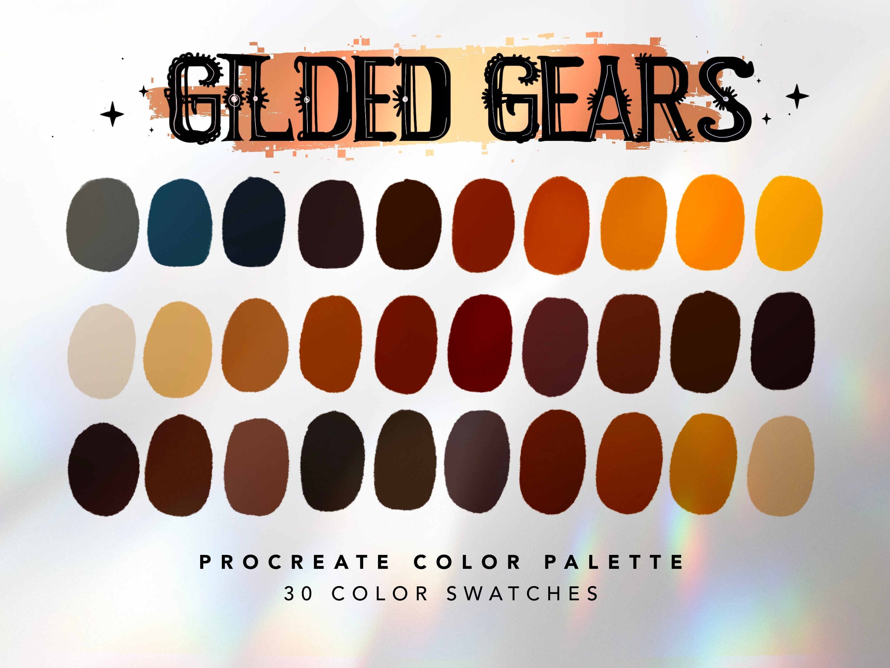 Gilded Gears Paleta de Colores Steampunk para Procreate – 30 muestras seleccionadas para arte en iPad, descarga digital
