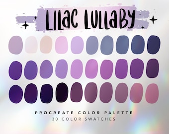 Paleta de colores Lilac Lullaby para Procreate / Procreate / Paleta de colores púrpura / Ilustración artística para iPad / Muestras de color / Descarga digital