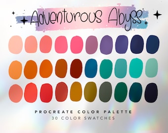 Adventurous Abyss Procreate Color Palette | Procreate App | Free Spirit Color Palette | iPad Art Illustration | Digital Download