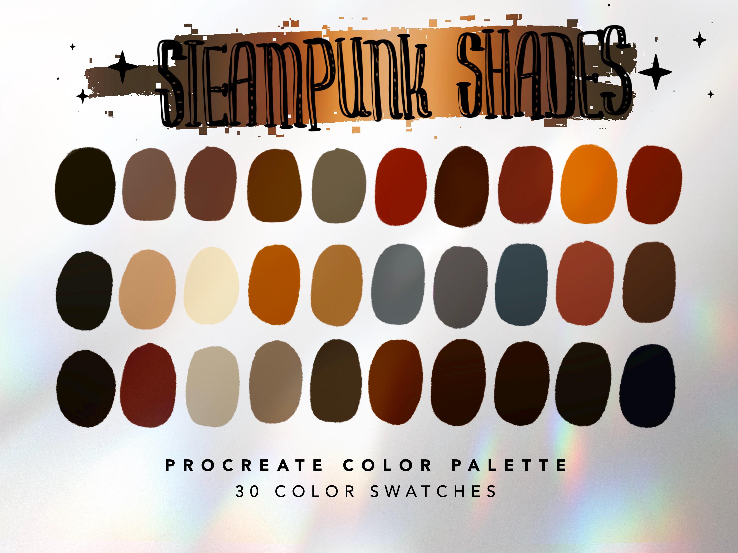 Steampunk Shades Procreate-Farbpalette — 30 Vintage-Metalltöne für iPad-Kunst und Illustration