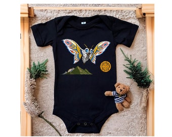 Adorable Mothra Kaiju Baby Bodysuit, Soft and Comfortable for Babies.