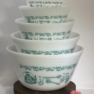 フェデラルグラス スカンジナビアン / キッチンエイド パターン 5個セット ネスティングミキシングボウル