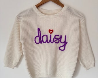 Hand Embroidered Name Jumper For Kids