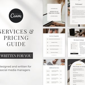 Modelo de Preços para Gerenciador de Mídias Sociais - Guia de Serviços Canva Editável para Freelancers e Assistentes Virtuais | Download Digital