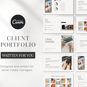 Modèle de portfolio Social Media Manager - Vitrine client Canva modifiable pour les pigistes et les conseillers volontaires | Téléchargement numérique