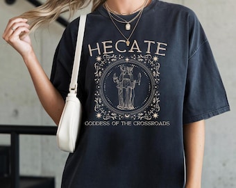 Hecate of the Roads Greek Goddess Shirt Triple Goddess Moon Goddess Witchcore Hecate Statue Goddess Hekate Dark Feminine Greek Mythology