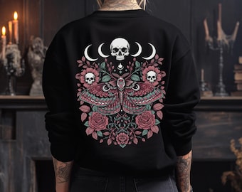 Death Moth Goth Sweatshirt Moth Wings Moths Shirt Gothic Clothes  Moth Shirt Death Head Moth Botanical Sweatshirt Skull Moth Goth Girl Gifts
