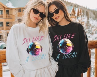 Sudadera de esquí unisex, jersey de esquí, camiseta de esquí, cuello redondo, sudadera de esquí para hombre, regalo de esquí, regalos de esquí, sudadera après-ski, sudadera de montaña