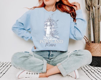 Maine Crewneck Portland Sweatshirt Maine Sweatshirt Maine Gåvor Oceancore Fiskare Estetik Havsinspirerad Stil Portland Maine Portland