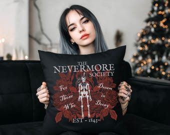 Edgar Allan Poe Dark Academia Pillow Gothic Throw Pillow Edgar Allan Poe Gift Poe Home Decor Nevermore Victorian Gothic Raven Decor Poetcore