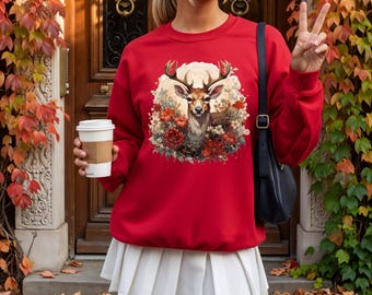Vintage Deer Crewneck Fall Deer Crewneck Vintage Deer Shirt Holiday Deer Shirt Deer Sweatshirt Deer Graphic Tee Rustic Deer Sweatshirt