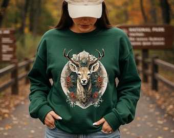 Vintage Deer Crewneck Fall Deer Crewneck Vintage Deer Shirt Holiday Deer Shirt Deer Sweatshirt Deer Graphic Tee Rustic Deer Sweatshirt