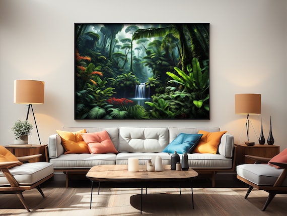Tropical Rainforest Photo Digital Art Print, Digital Download, AI-Generated Art, Rainforest Art, Serene Art, Tropical Wall Decor, Printable