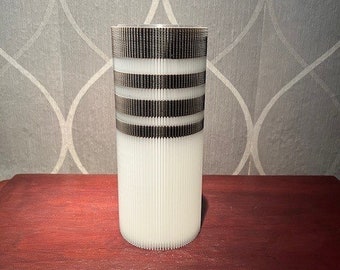 Modern White and Bronze Striped Vase