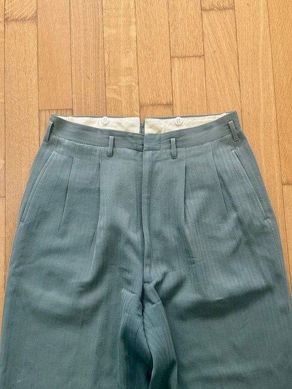 1960s Grey/Green Herringbone Trousers - image 8