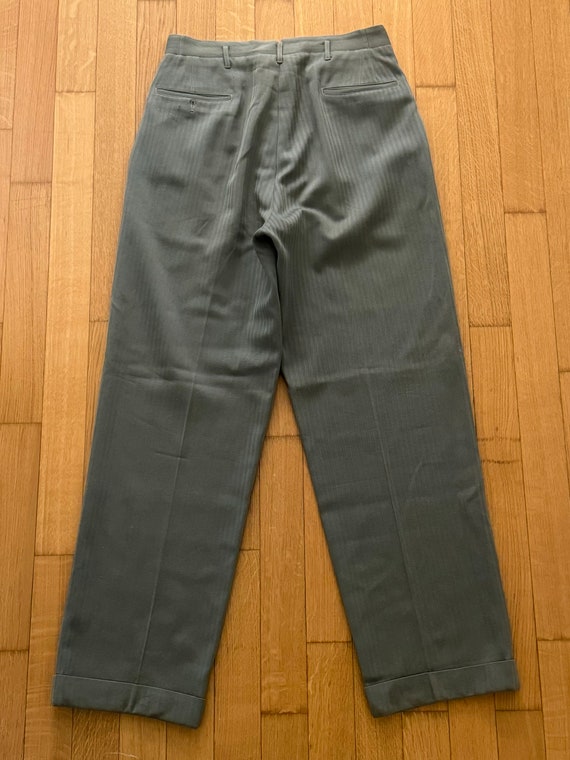 1960s Grey/Green Herringbone Trousers - image 4