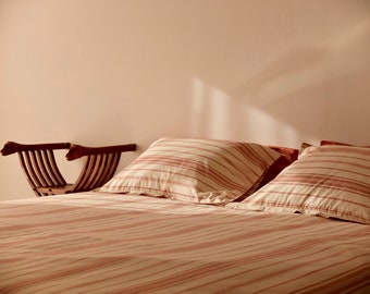 EUPHRATES - Striped Duvet Set Off-white, Terracotta unbleached  Ranforce 100% Cotton