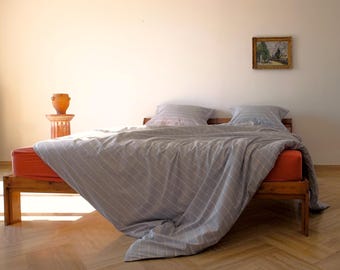 URMIA - Striped Duvet Set Blue / Grey & Off-white unbleached Ranforce 100% Cotton