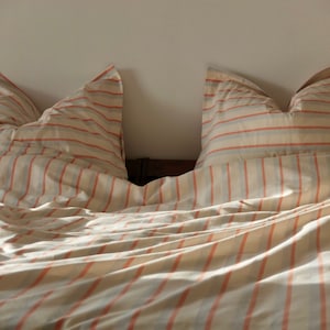 ZEUGMA - Striped Duvet Set red blue off-white unbleached 100% Cotton
