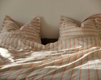 ZEUGMA - Striped Duvet Set red blue off-white unbleached 100% Cotton