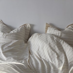 EDESSA - Striped Duvet Set off- white green unbleached  Ranforce 100% Cotton