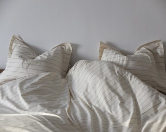EDESSA - Striped Duvet Set off- white green unbleached  Ranforce 100% Cotton