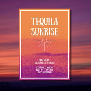 Tequila Sunrise Bachelorette Party Themed Invitation