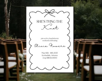 She's Tying the Knot Bachelorette Party Themed Invitation