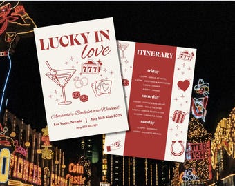 Lucky in Love Bachelorette Party Themed Invitation & Itinerary