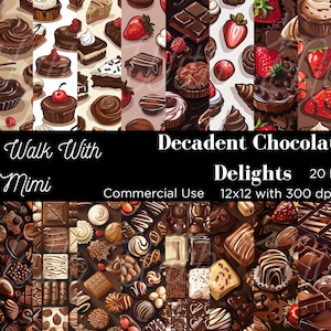 Chocolade digitaal papier, decadente chocolade, snoep, dessert, 20 pagina's