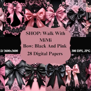 Arco: papel digital preto e rosa para projetos de scrapbooking, artesanato, cartões e faça você mesmo - download instantâneo, alta resolução.