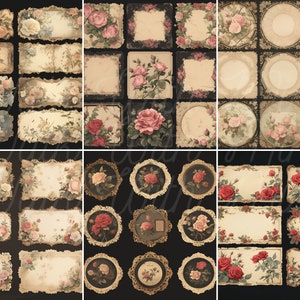 20 Ephemera Digital Papers, Floral Tags, Labels, Junk Journal Kit ...