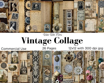 Vintage Collage, Vintage Papers, Backgrounds, Junk Journal Paper, Paper Crafts, Scrapbook Paper, Fussy Cut, Commercial Use