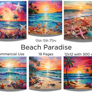 Beach Digital Papers, Beach Themed, Scrapbook Paper 20 Pages. JPG, 12 x 12, Junk Journal, Printable, Craft, Journal, Floral
