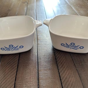 Vintage Corning Ware Petite Casserole Dishes: Blue Cornflower, Set of 2