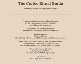 Guía de recetas para el ritual del café / Café matutino con energía y calma / Descarga digital