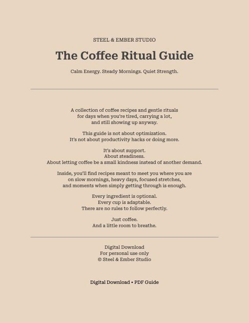 Coffee Ritual Recipe Guide | Calm Energy Morning Coffee | Digital ...