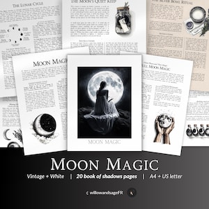 Pagine del Grimorio Magico della Luna in PDF – Fasi Lunari, Rituali Lunari, Lavoro Energetico, Suggerimenti per la Stregoneria e Pagine Stampabili per il Libro delle Ombre